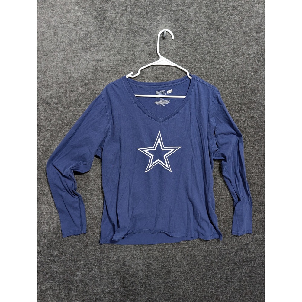 NFL Pro Line Fanatics Dallas Cowboys Navy Blue Long Sleeve V-Neck T-Shirt 2XL